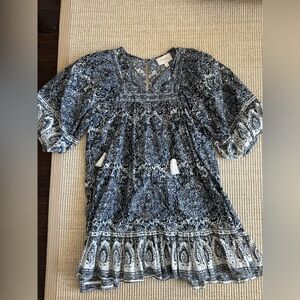 Cleobella Navy and White Bohemian mini dress